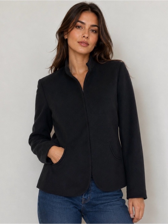 Chico's Jackets & Blazers - Chico's jacket/blazer size 1 black wool feel/look - hook eye closure LG